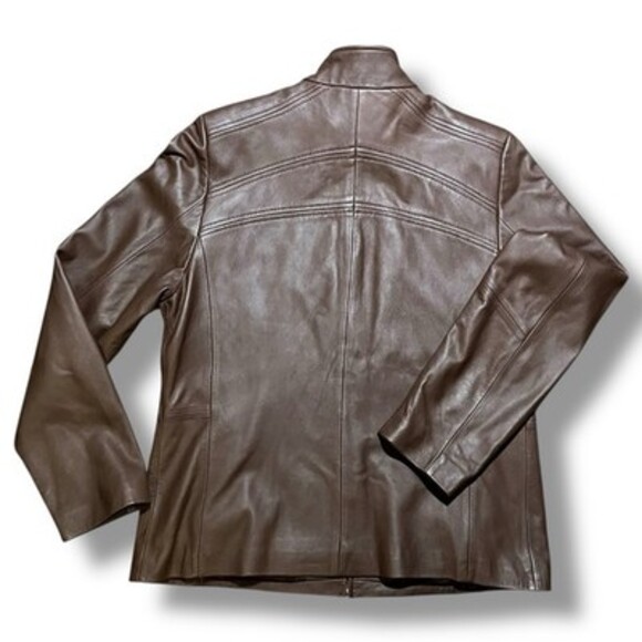 Nicole Miller Original Leather Jacket Brown Ladies Size XL - Picture 2 of 16